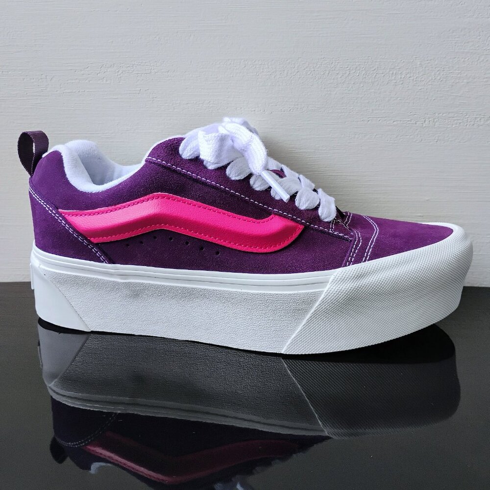 Vans Women's Knu Stack Suede Platform Sneaker in Royalty & Romance Purple / Pink